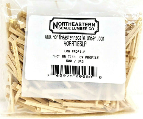 HO Scale Northeastern Scale Lumber 80 Unstained Low-Profile Wood Ties pkg (500)