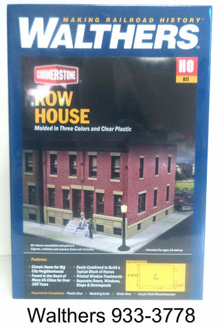 HO Scale Walthers Cornerstone 933-3778 Row House Building Kit