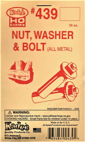 HO Scale Kadee #439 Metal Nut-Bolt-Washer Detail Parts (36) pcs