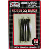 N Scale Atlas 2017 Code 55 13.75" Radius Half Curve Track 6 pcs