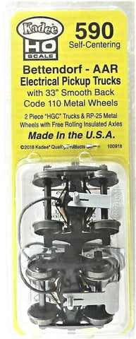 HO Scale Kadee #590 Bettendorf Caboose Trucks w/AAR Electrical Pickup 33" Smooth Back Wheels