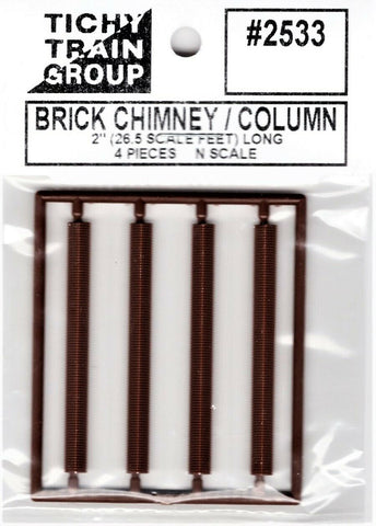 N Scale Tichy Train Group 2533 Brick Chimney/Column pkg (4)