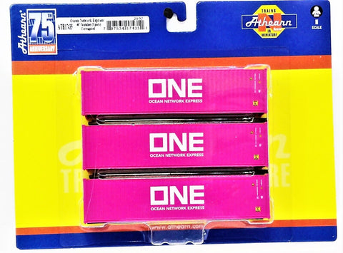 N Scale Athearn 17435 "Pink" ONE Ocean Network Express Set #2 40' High Cube Container 3-Pack