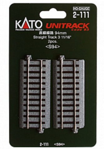 HO Scale Kato Unitrack 2-111 Straight Track 3-11/16" 94mm pkg (2)
