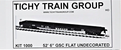 HO Scale Tichy Train Group 1000 Undecorated 53' 6" GSC Commonwealth Flatcar Kit