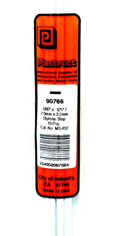 Plastruct 90766 MS-812 Styrene Rectangle Strip .080 x.125 (10) pcs