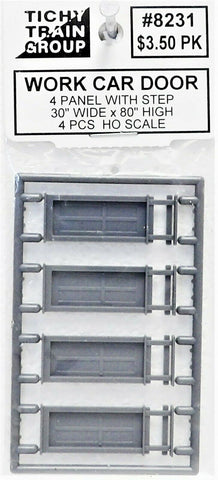 HO Scale Tichy Train Group 8231 30 x 80" 4-Panel Door w/Step For Work Cars pkg (4)