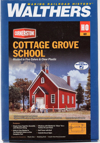 HO Scale Walthers Cornerstone 933-3656 Cottage Grove School Building Kit