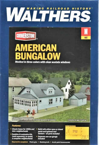 N Scale Walthers Cornerstone 933-3889 American Bungalow House Building Kit