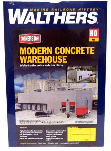 HO Scale Walthers Cornerstone 933-4067 Modern Concrete Warehouse Building Kit