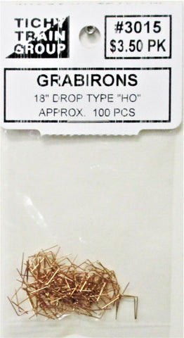 HO Scale Tichy Train Group 3015 Formed Wire Grab Irons 18" Drop Type pkg (100)