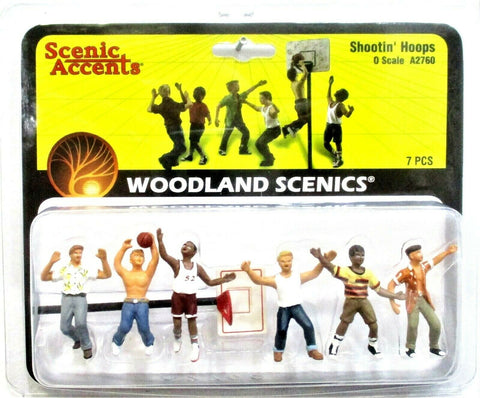O Scale Woodland Scenics A2760 Scenic Accents Shootin' Hoops Basketball (7) pcs