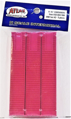 N Scale Atlas 50004980 "Pink" ONE Ocean Network Express Set #2 45' Corrugated Container 3-Pack