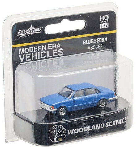HO Scale Woodland Scenics Modern AutoScenes AS5363 Blue Sedan