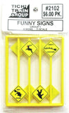 O Scale Tichy Train Group 2102 Funny Warning Signs Set #1 pkg (8)