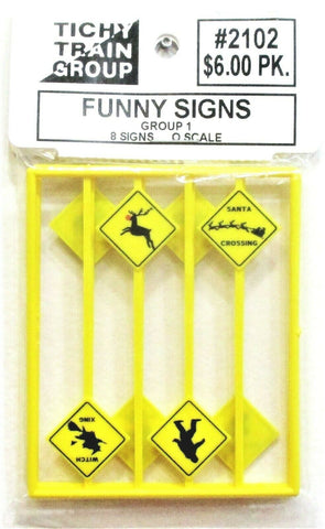 O Scale Tichy Train Group 2102 Funny Warning Signs Set #1 pkg (8)