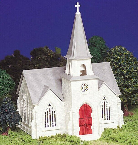 HO Scale Bachmann 45192 Plasticville Classic White Cathedral /Chruch Kit