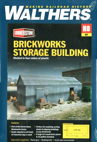 HO Scale Walthers Cornerstone 933-4101 Brickworks Storage Building Kit