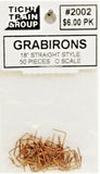 O Scale Tichy Train Group 2002 18" Straight Type Grab Irons pkg (50)