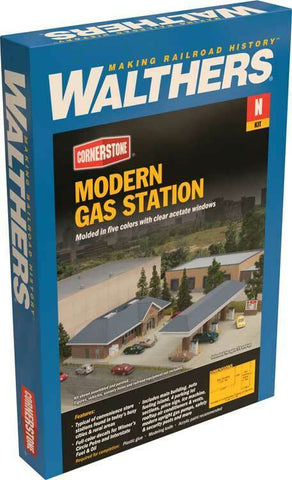 N Scale Walthers Cornerstone 933-3885 Modern Gas Station Building Kit