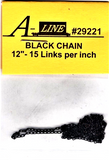 HO Scale A Line Product 29221 Pre-Blackened Brass Chain 12" 15 Links Per Inch 30.5cm