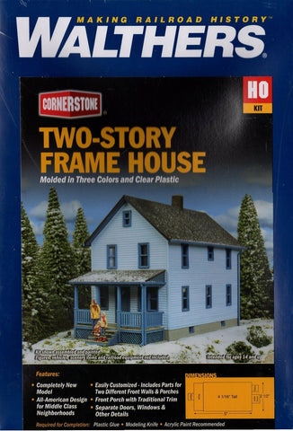 HO Scale Walthers Cornerstone 933-3786 Two-Story Frame House Building Kit