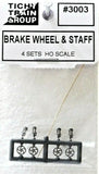 HO Scale Tichy Train Group 3003 Vertical Brake Wheel & Bracket Assembly (4) Sets