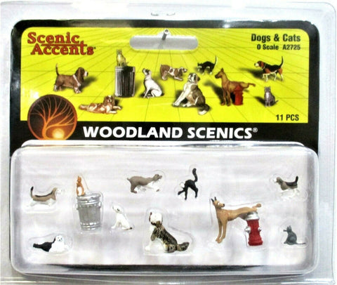 O Scale Woodland Scenics A2725 Scenic Accents Dogs & Cats (11) pcs