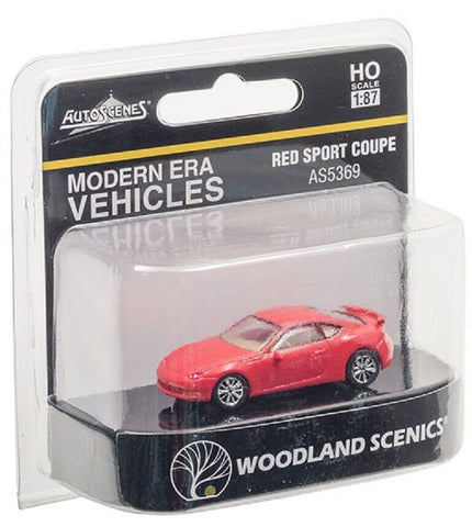 HO Scale Woodland Scenics Modern AutoScenes AS5369 Red Sport Car Coupe