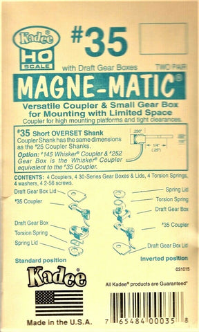HO Scale Kadee #35 Plastic Couplers w/Short 1/4" Overset Shank (2) pr