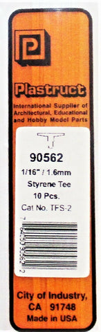 Plastruct 90562 TFS-2 Styrene Tees 1/16 x 10" Long pkg (10)