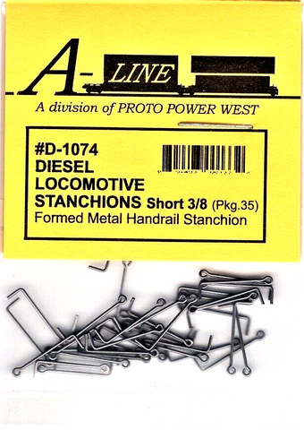 HO Scale A Line Product D-1074 Formed-Metal Handrail Stanchions Extra Short 3/8"