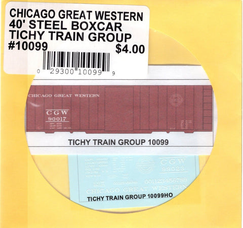 HO Scale Tichy Train Group 10099 CGW Chicago Great Western 40' Boxcar Decal Set