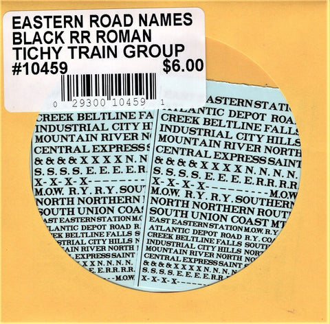 HO Scale Tichy Train 10459 Black Eastern US Road Names RR Roman Decal Set