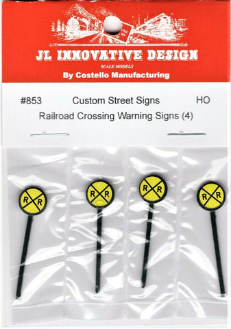 HO Scale JL Innovative Design 853 Railroad Crossing Warning Sign pkg (4)