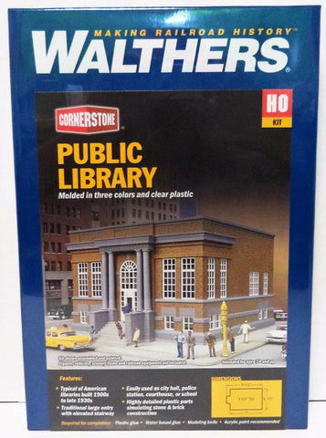 HO Scale Walthers Cornerstone 933-3493 Public Library Building Kit