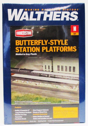N Scale Walthers Cornerstone 933-3258 Butterfly-Style Station Platform Kit