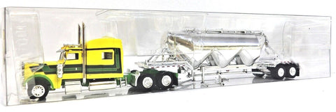 HO Scale Trucks n Stuff 013 Yellow & Green Peterbilt 389 Sleeper Cab w/Semi-Pneumatic Bulk Trailer