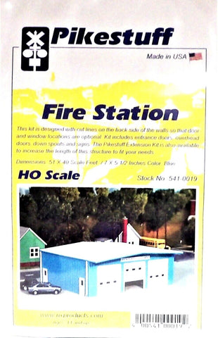 HO Scale Pikestuff 541-0019 Blue Fire Station Kit
