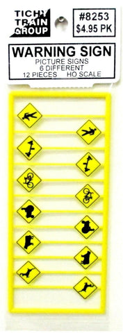 HO Scale Tichy Train Group 8253 Highway Picture Warning Signs (12) pcs