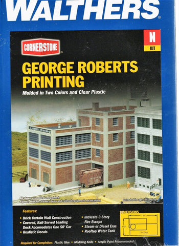 N Scale Walthers Cornerstone 933-3231 George Roberts Printing, Inc. Building Kit