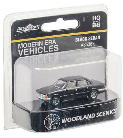 HO Scale Woodland Scenics Modern AutoScenes AS5367 Black 4-Door Sedan