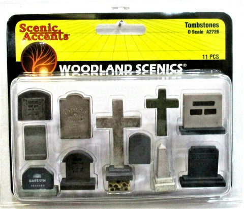 O Scale Woodland Scenics A2726 Scenic Accents Tombstones (11) pcs