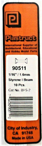 Plastruct 90511 BFS-2 Styrene I-Beams Structural Shapes 1/16 x 10" Long (10) pcs