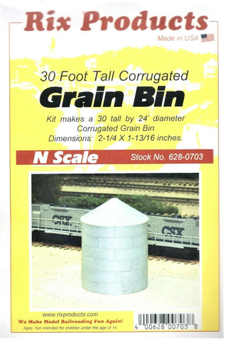 N Scale Rix Products 628-0703 30' Tall Corrugated Grain Bin Kit