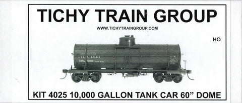 HO Scale Tichy Train Group 4025 Undecorated 36' 10,000 Gallon USRA Tank Car w/60" Dome