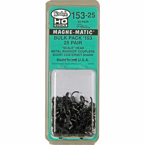 HO Scale Kadee #153-25 Bulk Scale Whisker Metal Couplers Short Centerset (25) pr