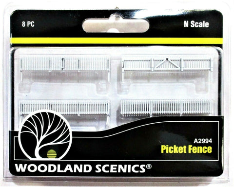 N Scale Woodland Scenics A2994 Picket Fence w/Gates Hinges & Planter Pins