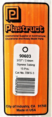 Plastruct 90603 TBFS-3 Styrene Round Tubing 3/32 x 15" Long (15) pcs