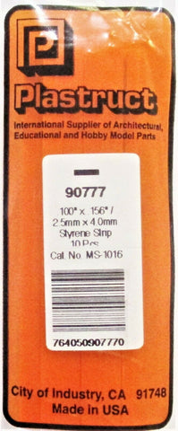 Plastruct 90777 MS-1016 Styrene Rectangle Strip .100 x .156" x 10" (10) pcs